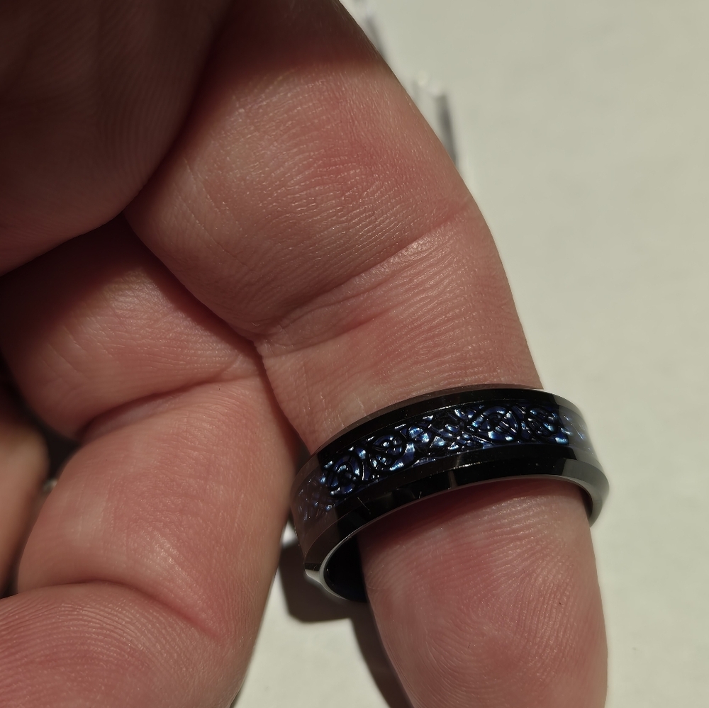 Tungstun Carbide metalic blue ring...24169